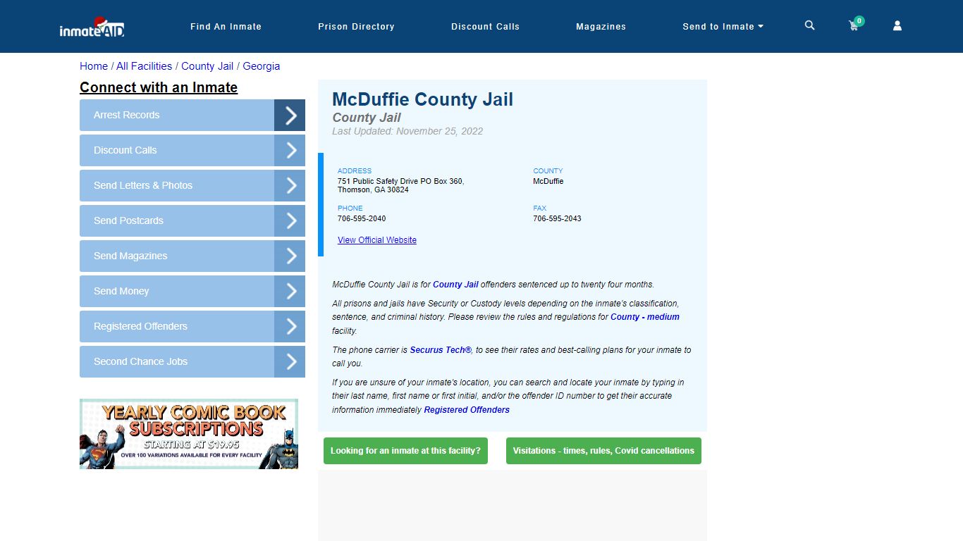 McDuffie County Jail - Inmate Locator - Thomson, GA
